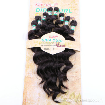 Adorable cheap premium fiber dida curly 8pcs hair weave,natural hair body wave 8/lot synthetic hair extensions for black